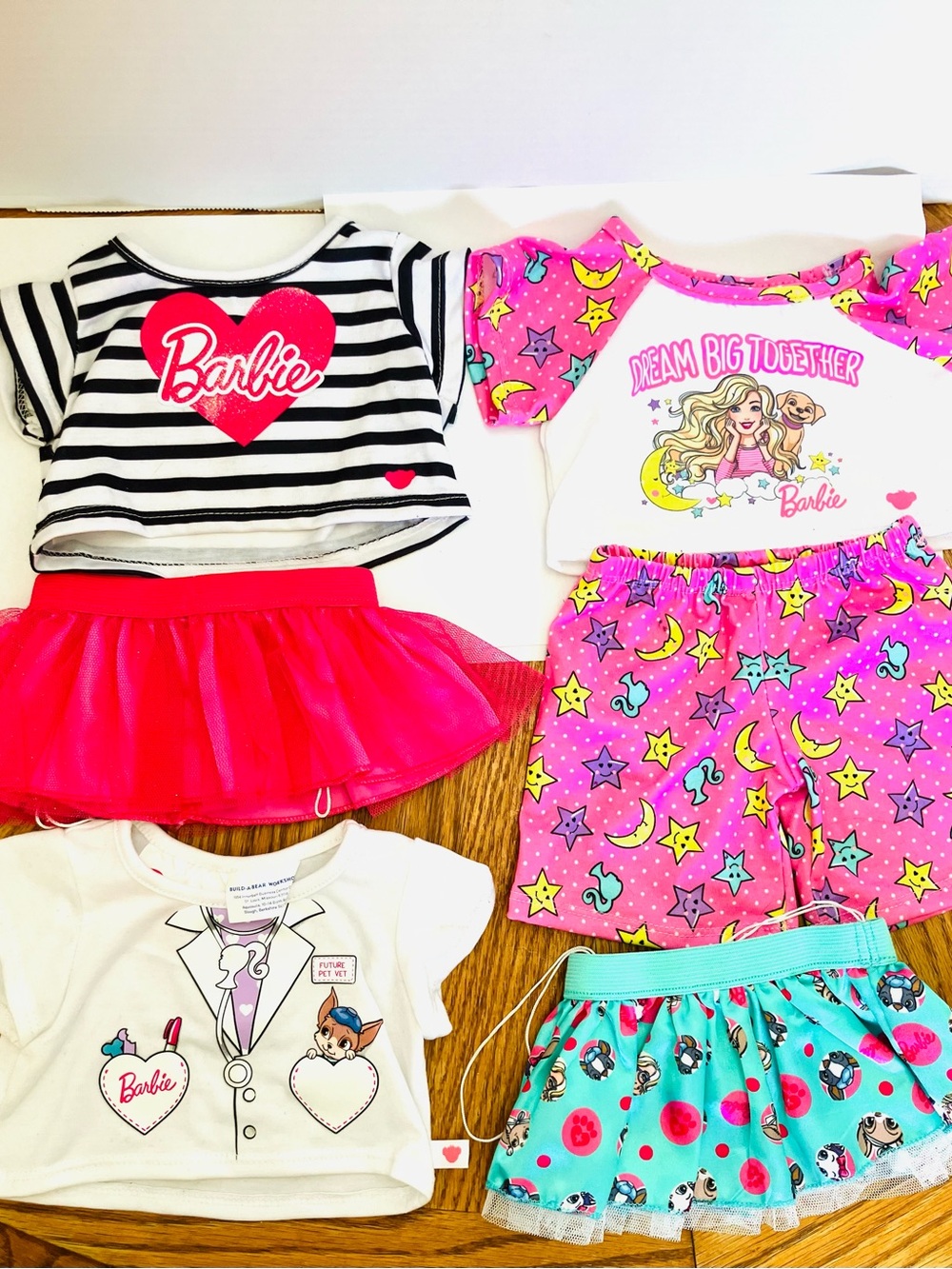 Build-A-Bear Barbie Clothes Lot(6 Pieces) Tops Tutus Pajamas
